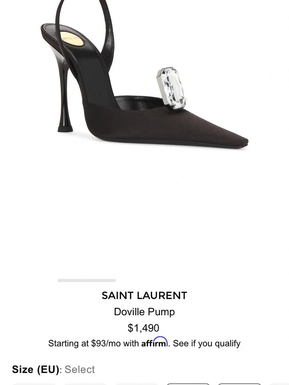 Brand New 100% Auth Saint Laurent Black Satin Harlow Pumps eu 37.5